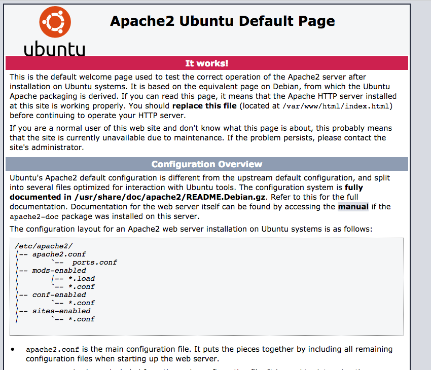 Page par defaut apache